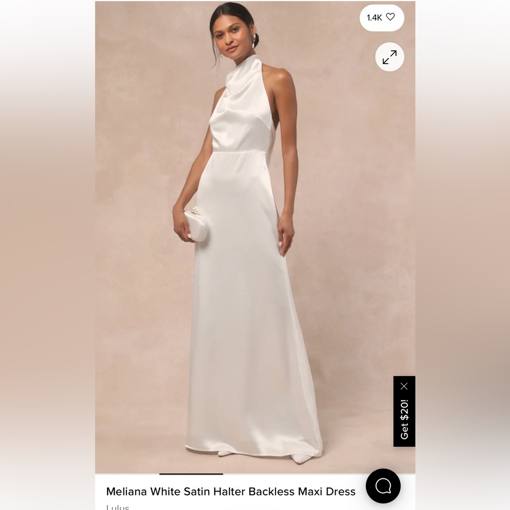 Lulus Meliana White Satin Halter Backless Maxi Dress - Picture 3 of 7